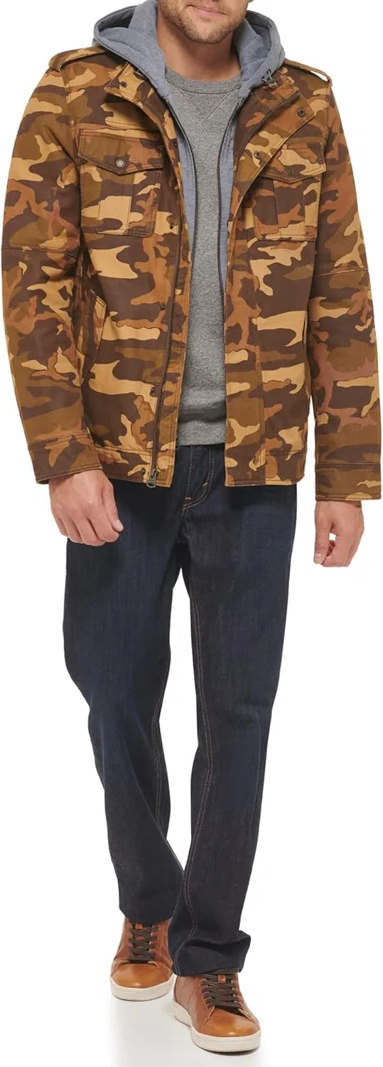 Куртка военного стиля Levi's, коричневый камуфляж/шерпа — фото 3