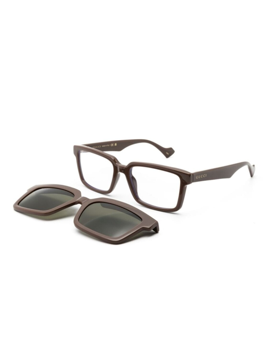 Gucci Eyewear солнцезащитные очки в квадратной оправе со съемными линзами, коричневый — фото 2