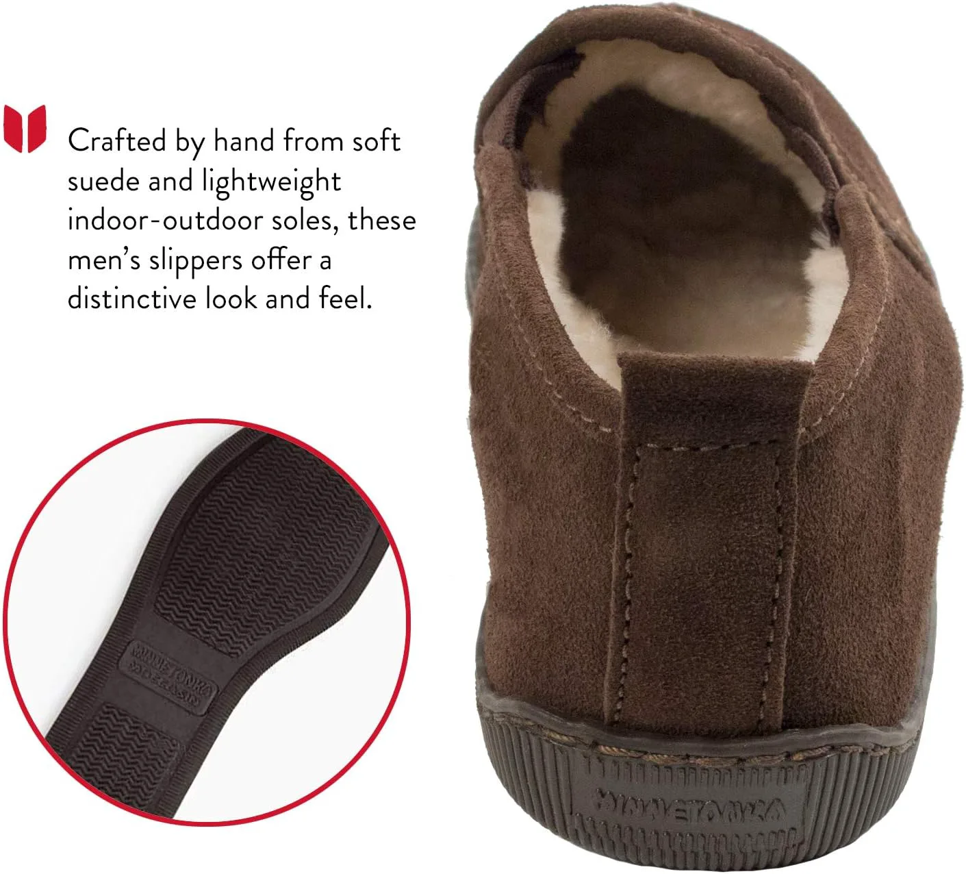 Мужские тапочки Minnetonka Romeo с плюшевой подкладкой — фото 4