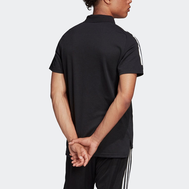 Футболка adidas Logo Embroidered Stripe Sports Short Sleeve Black Polo Shirt ED9249 — фото 3