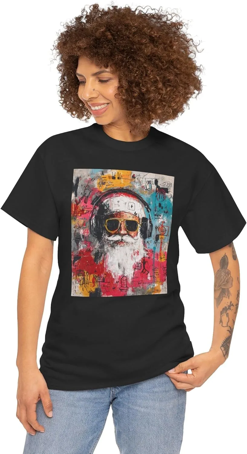 Футболка Graffiti Santa with Headphones | Уличное искусство Urban Holiday GENERIC, черный — фото 3