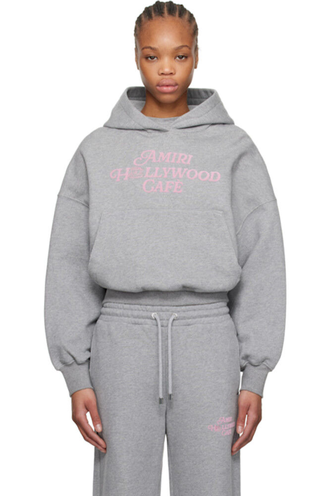 

Серая толстовка с капюшоном «Amiri Hollywood Cafè»