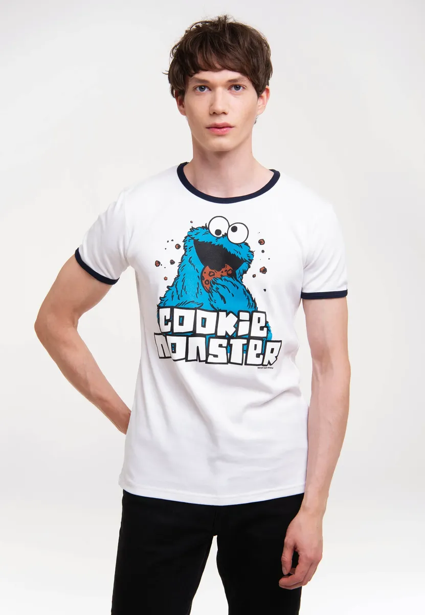 

Logoshirt Футболка "Cookie Monster" с контрастными манжетами, синий