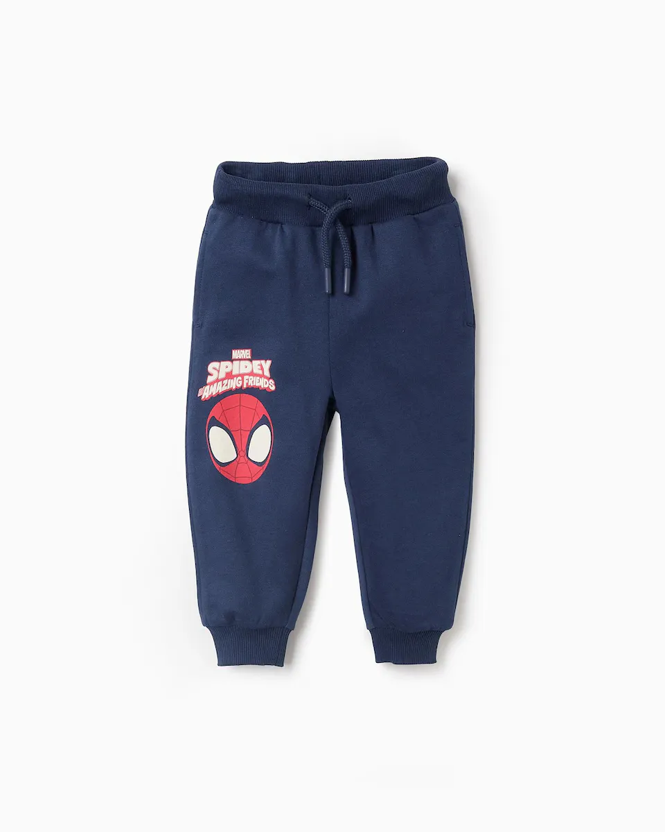 

Детские спортивные брюки для мальчика 100% хлопок с принтом Spidey Zippy, темно-синий