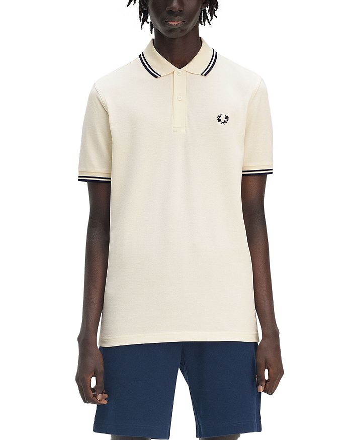 

Поло Slim Fit с двойной окантовкой Fred Perry, слоновая кость/кремовый