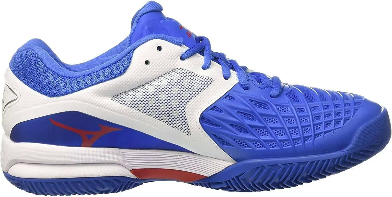Мужские теннисные кроссовки Mizuno Wave Intense Tour 3 AC, цвет (белый/синий/китайский)