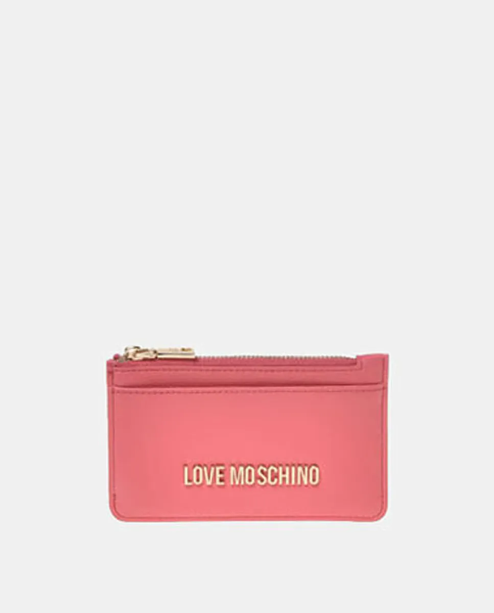 

Держатель для карт с застежкой-молнией Love Moschino, коралловый