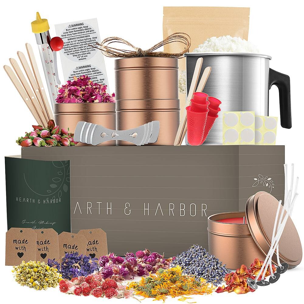 

Набор для изготовления натуральных соевых свечей Hearth & Harbour DIY с сушеными цветами Hearth & Harbor, мультиколор