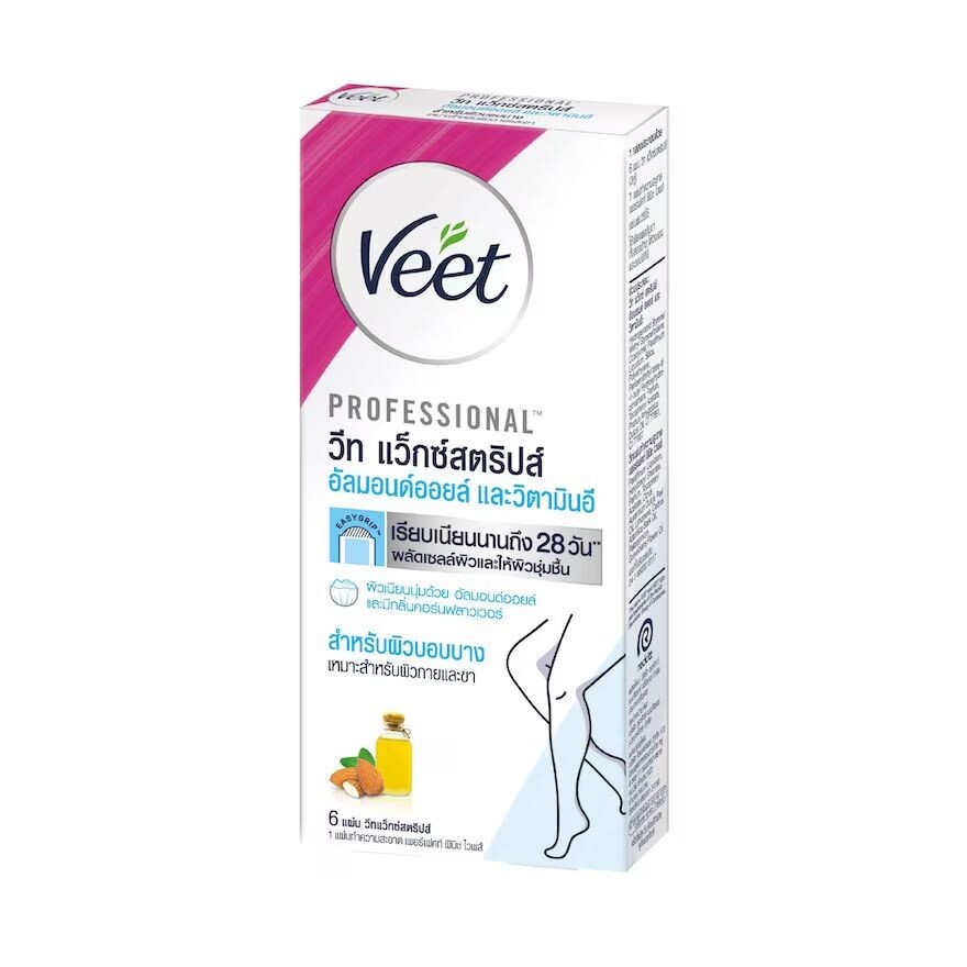 

Veet Восковые полоски Easy Gel Wax Миндальное масло Витамин Е для чувствительной кожи 6 'S, Blue