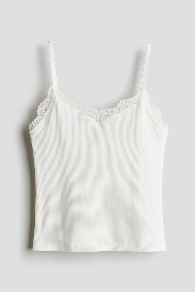 

Майка с кружевной отделкой H&M, белый