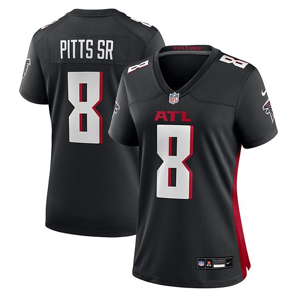 

Женская игровая футболка Atlanta Falcons Kyle Pitts SR черная Nike, Черный, Женская игровая футболка Atlanta Falcons Kyle Pitts SR черная Nike