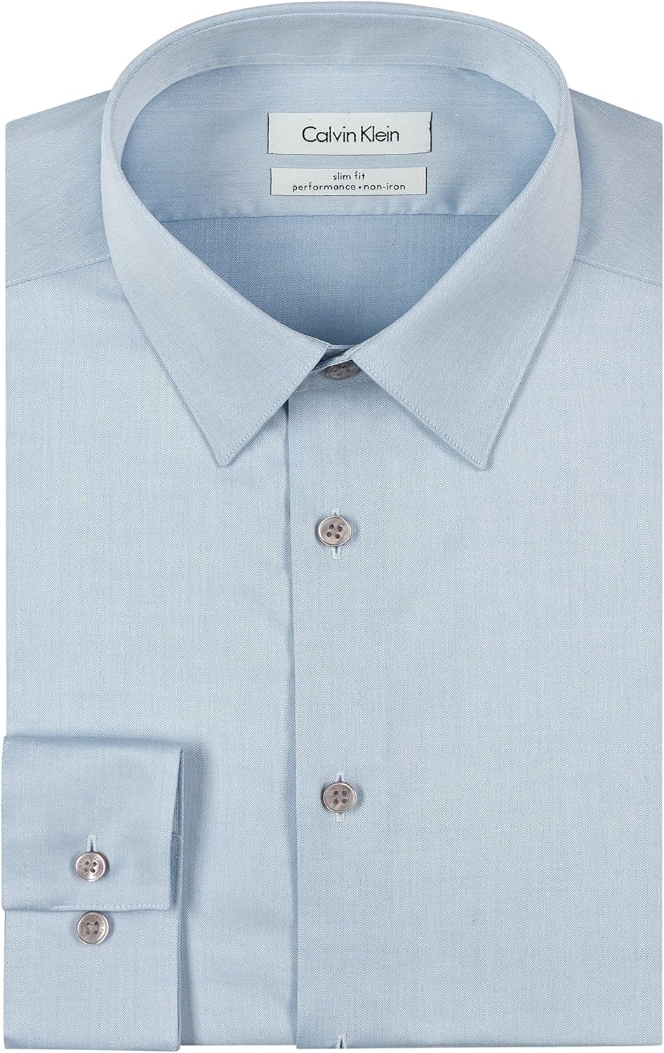 Мужская рубашка Calvin Klein Slim Fit с рисунком «елочка» без желтизны, Blue — фото 3