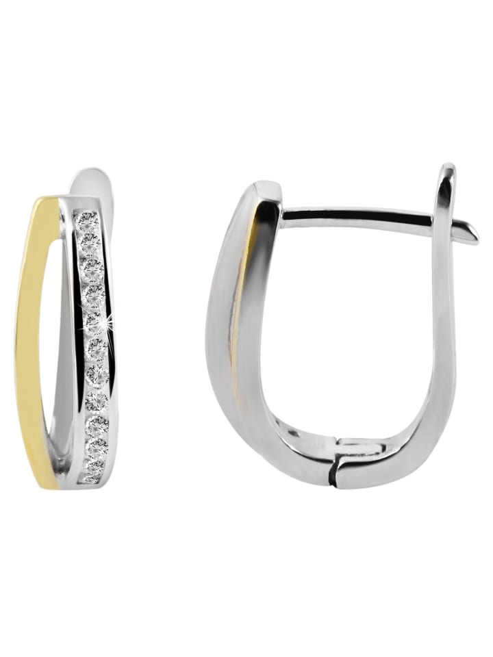 

Adeliás Женские серьги - серьги-кольца на шарнирах из серебра 925 пробы с белыми фианитами