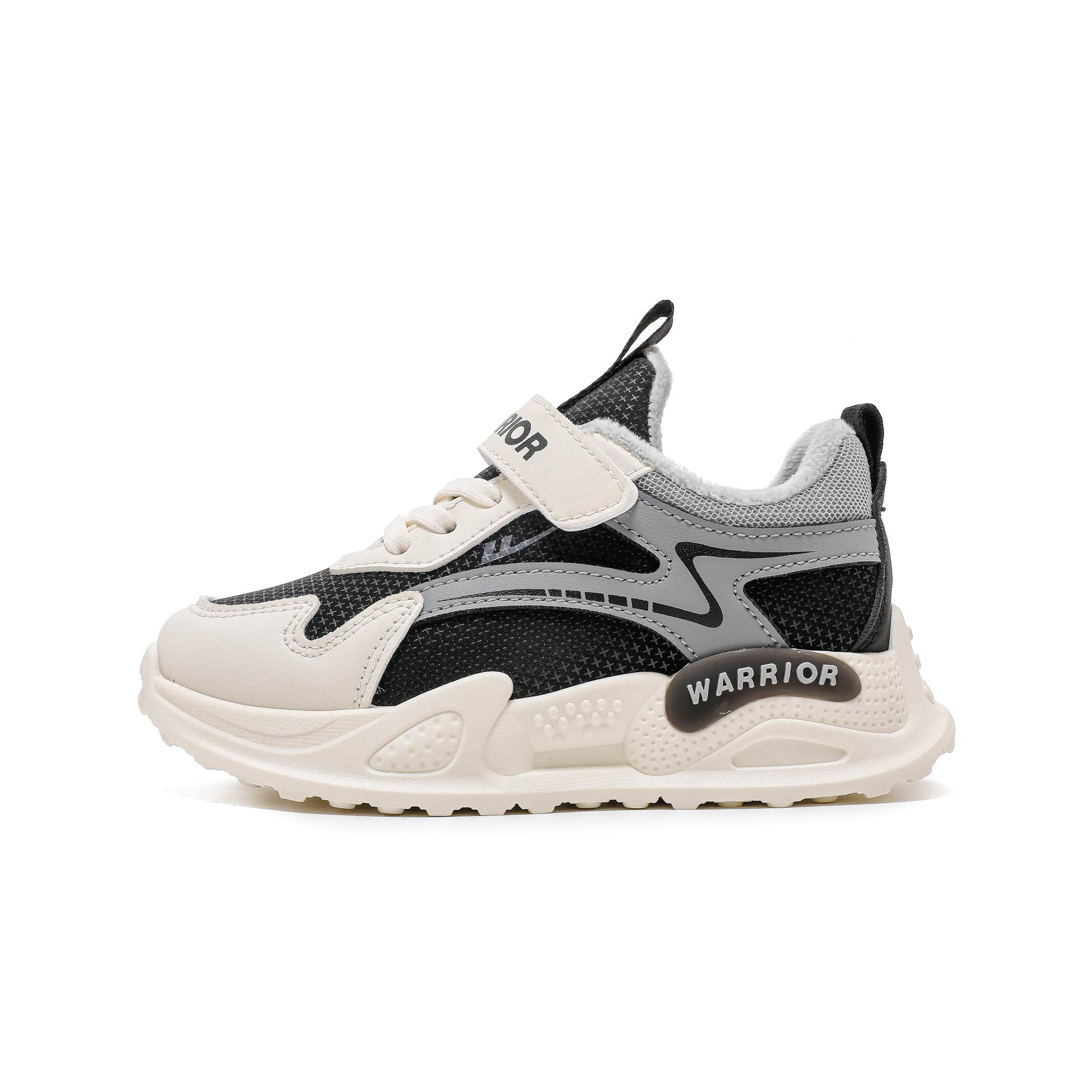 Детские кроссовки Athletic Shoes Slip Resistant Breathable Lightweight Cushioning Low top Casual WARRIOR, черный/бежевый/серый — фото 4