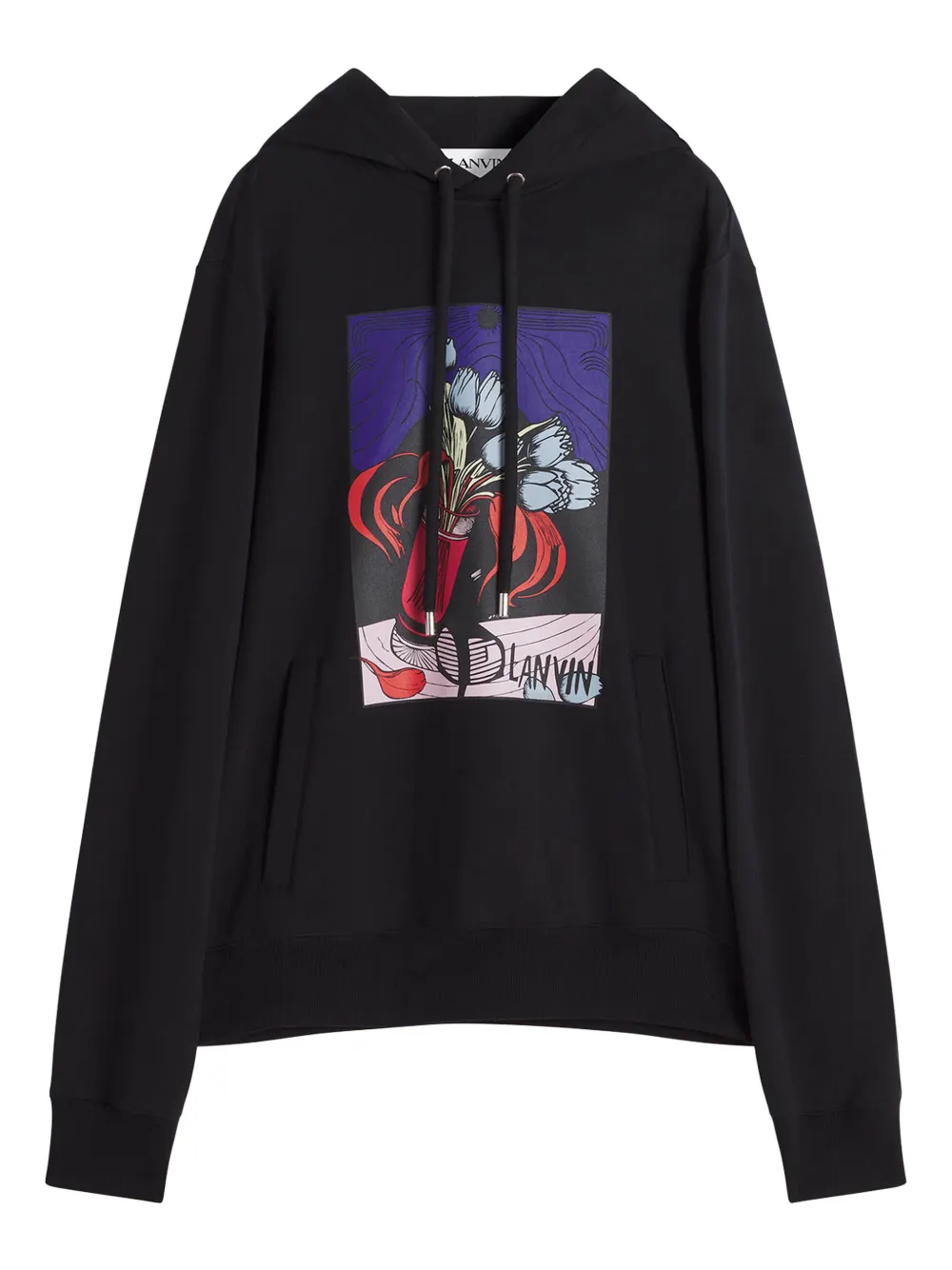 

Хлопковая толстовка с капюшоном Lanvin, черный
