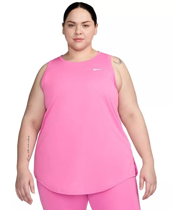 

Майка больших размеров Dri-FIT с закругленным краем и открытой спиной Nike, розовый