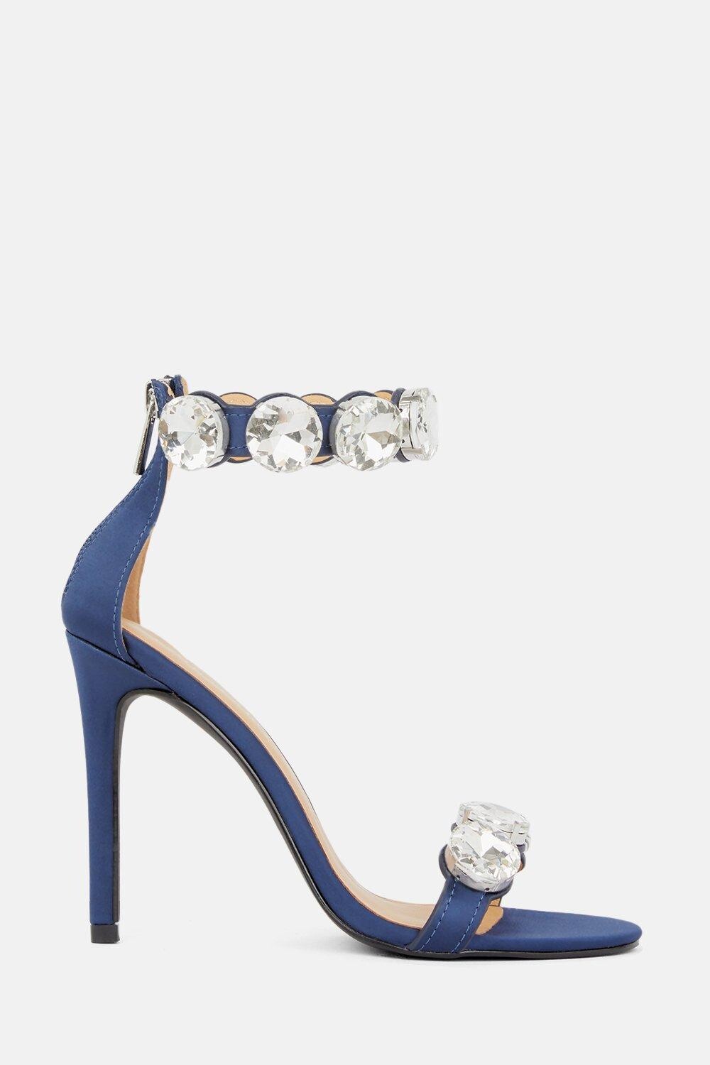 

Туфли на шпильке с двойным ремешком Crystal Stone Karen Millen, темно-синий