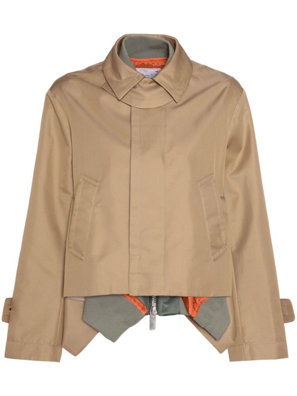 

Sacai укороченная куртка со вставками, нейтральный цвет