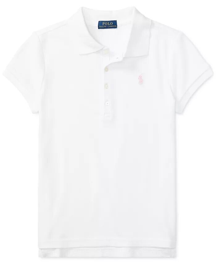 Рубашка поло из эластичного хлопка для больших девочек Polo Ralph Lauren, синий — фото 2