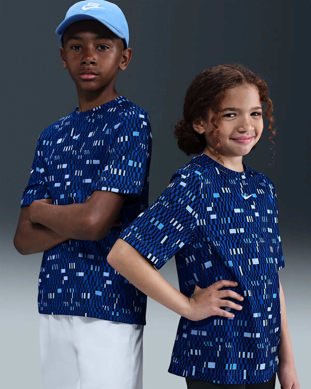 Детская футболка Dri-FIT с коротким рукавом Nike Multi, Game Royal/White