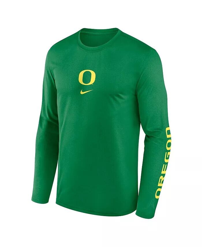 Мужская зеленая футболка с длинным рукавом Oregon Ducks Primetime Center Lockup Two-Hit Legend Nike — фото 2