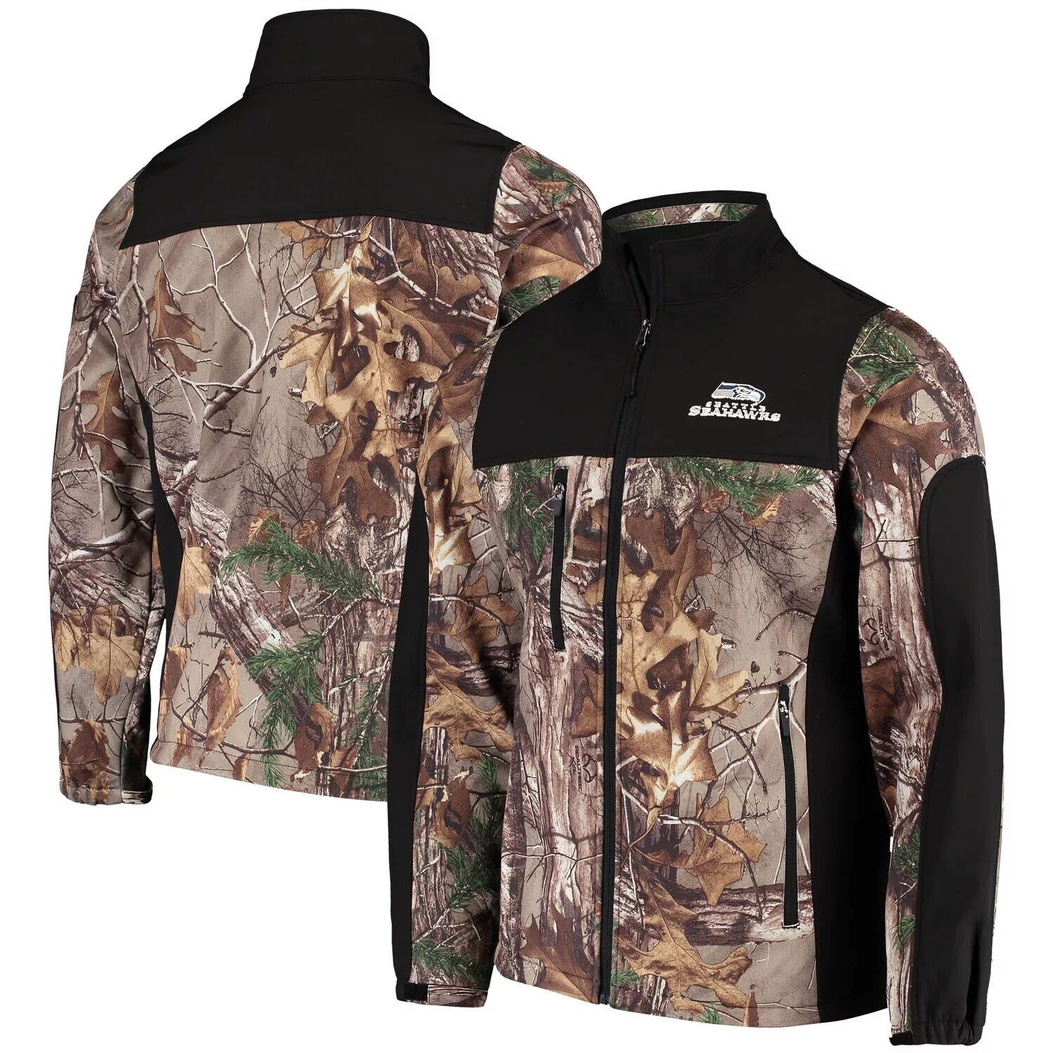 

Мужская куртка Dunbrooke Realtree Camo/Black Seattle Seahawks Circle Hunter Softshell с молнией во всю длину