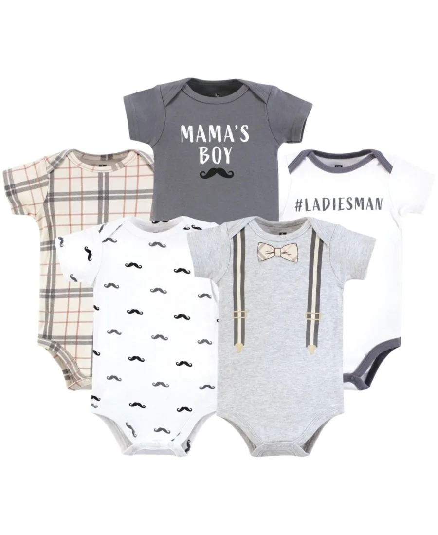 Комплект из 5 хлопковых боди Essential Hudson Baby, Plaid Bow Tie