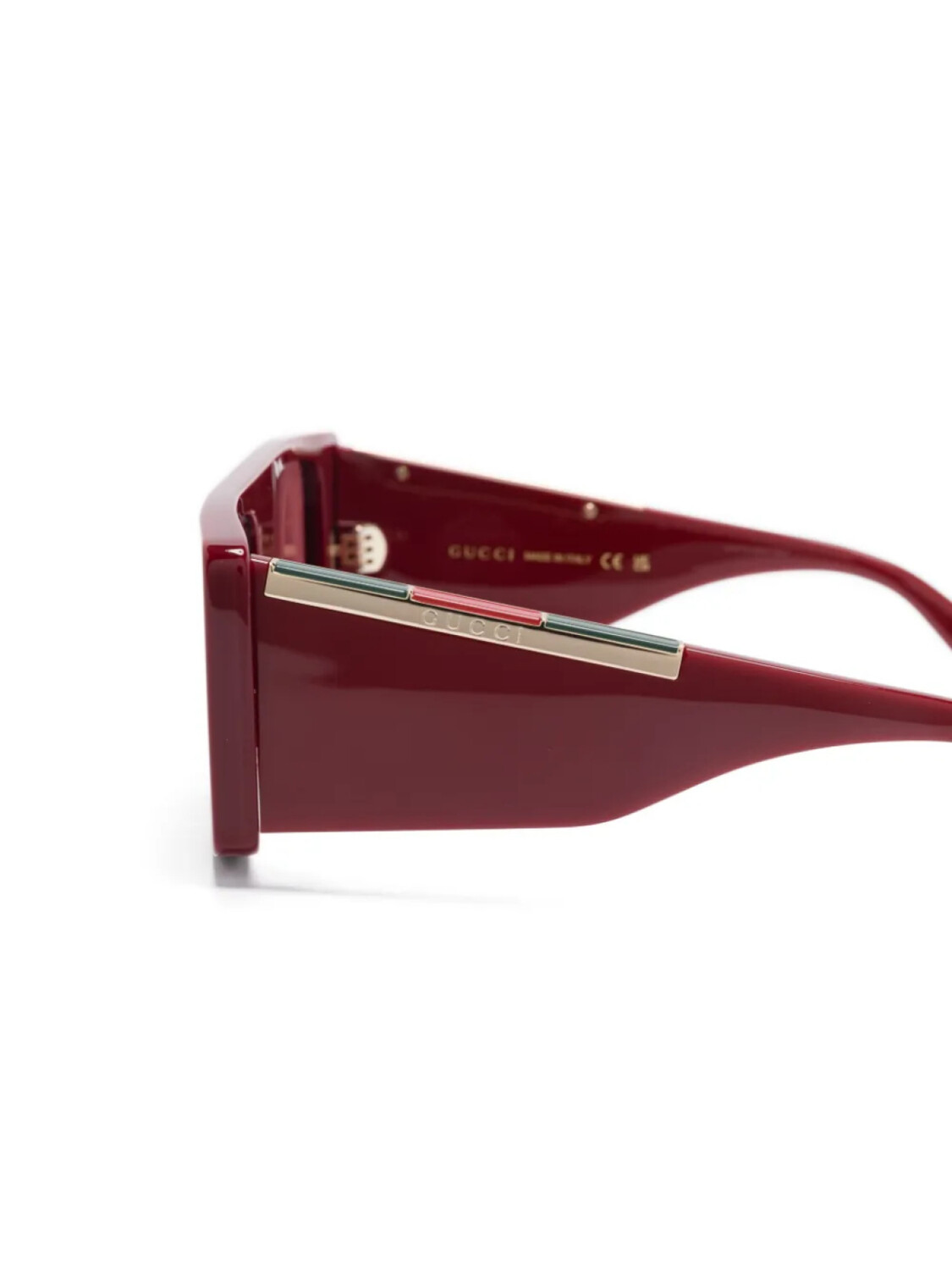 Солнцезащитные очки Gucci Eyewear в прямоугольной оправе, красный — фото 3