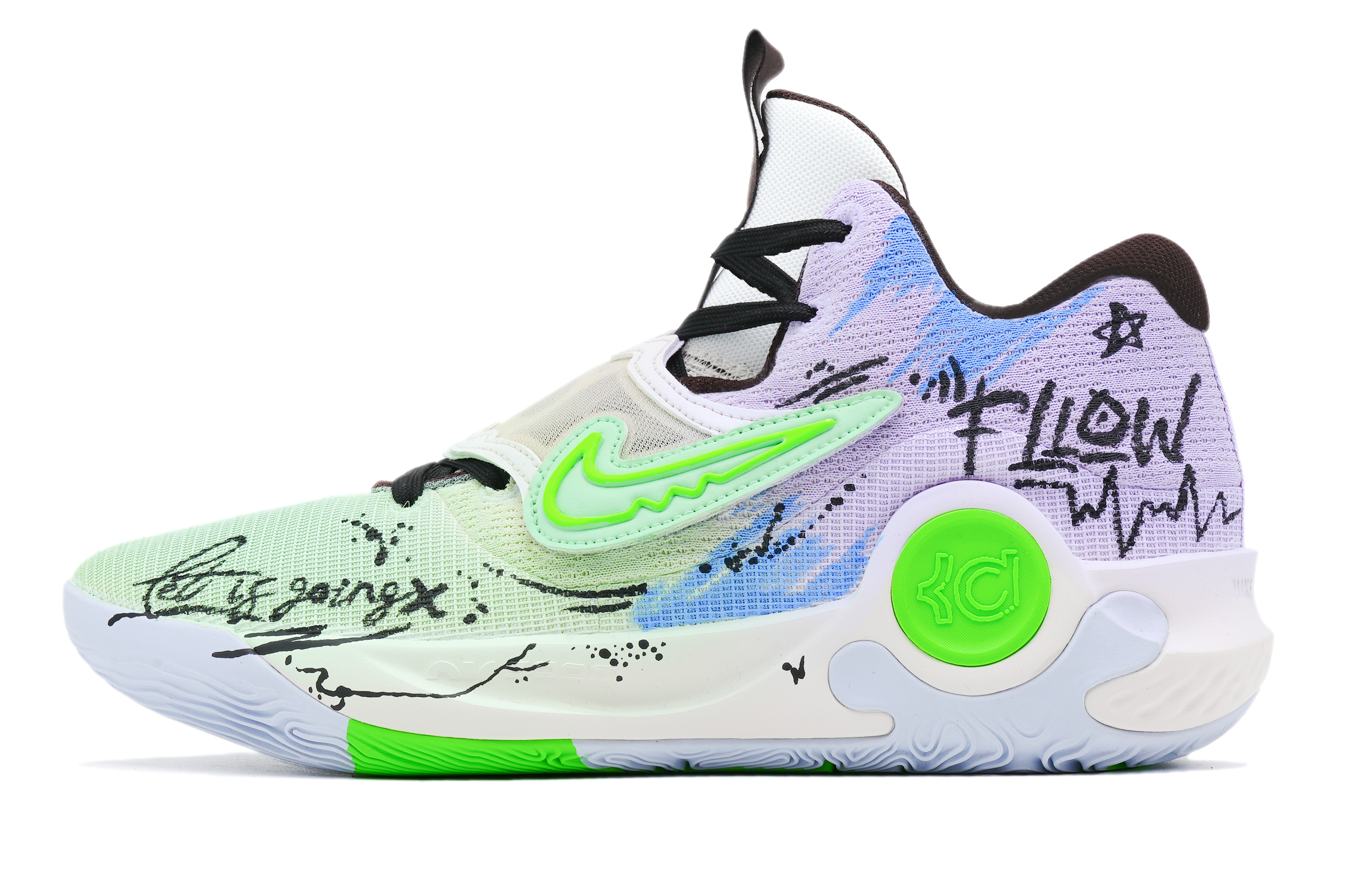 

Nike Баскетбольные кроссовки KD Trey 5 X Trendy Path с низким верхом, с противоскользящей подошвой и износостойкими подошвами, мужские, сине-зеленые