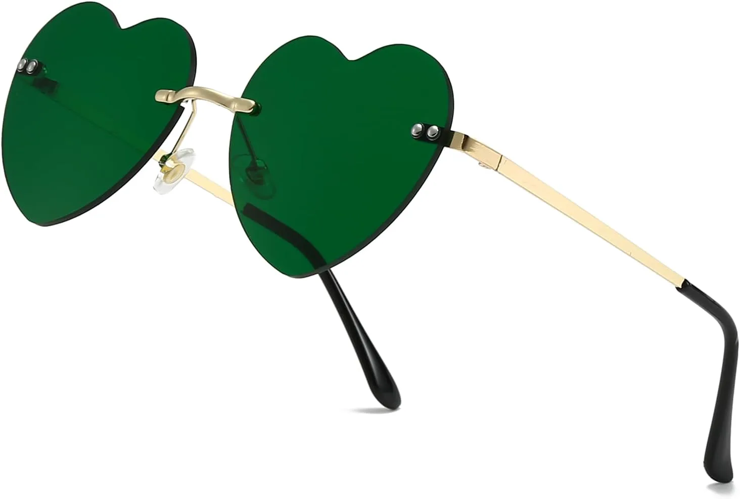 

Солнцезащитные очки без оправы в форме сердца для женщин. Модные, милые очки для вечеринок в форме сердца. Прекрасный стиль. Очки для любви SUNBSR, Green