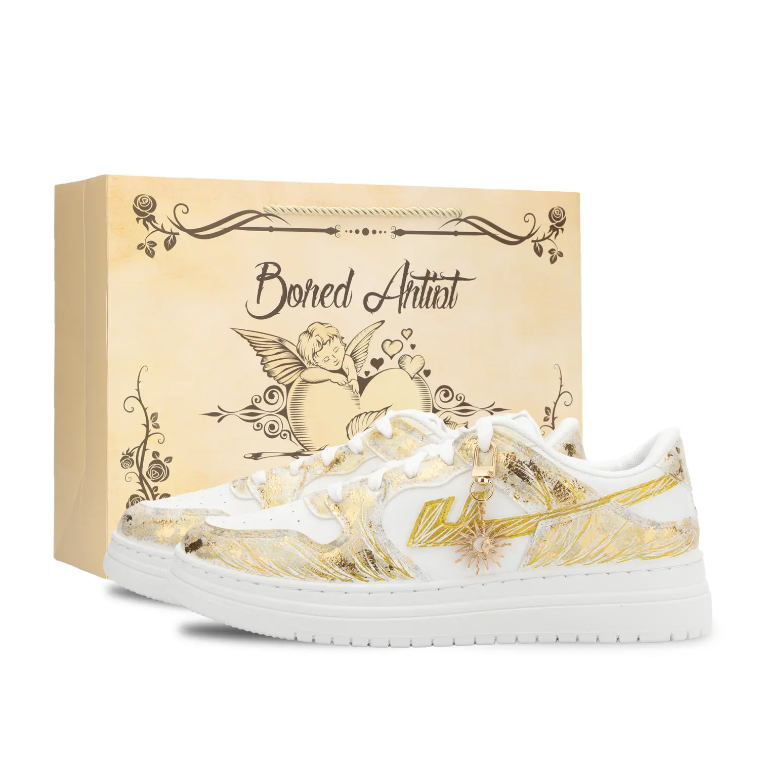 

Абразивостойкие дышащие низкие кроссовки для скейтбординга Unisex WARRIOR, белый золото