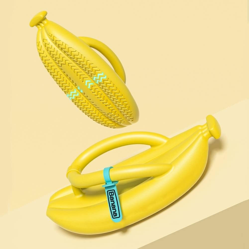 Вьетнамки DONGKER Banana, легкие пляжные сандалии из EVA с толстой подошвой, банановые шлепанцы для женщин и мужчин для дома, улицы и пляжа, желтый — фото 2