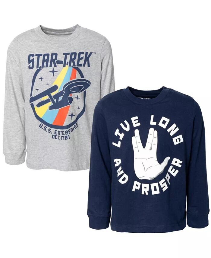 

Комплект из 2 футболок с рисунком для мальчиков и взрослых Star Trek, мультиколор