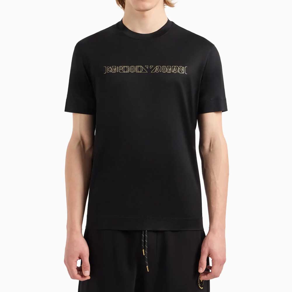 Футболка Asv Lyocell с принтом логотипа Ramadan Capsule Collection EMPORIO ARMANI, черный — фото 4