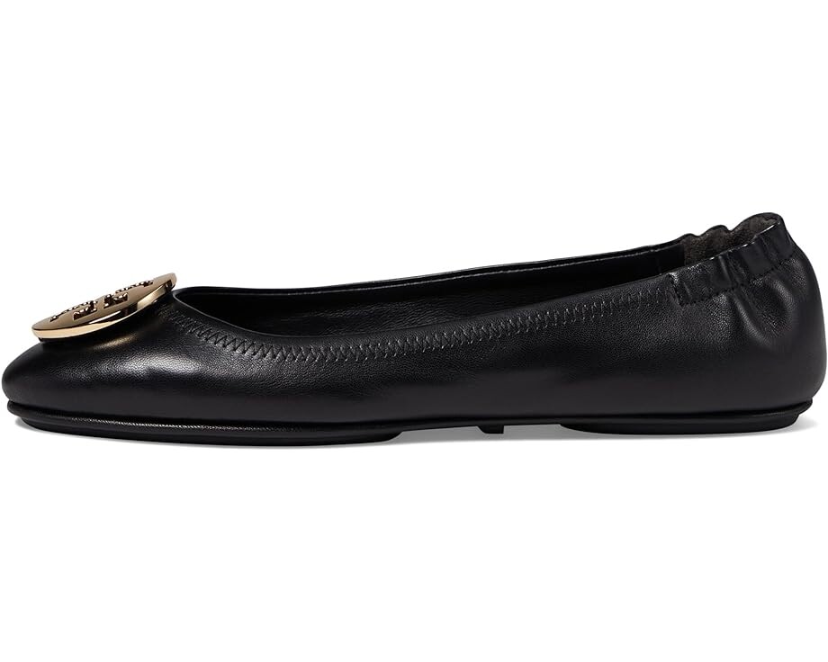 Туфли на плоской подошве Tory Burch Minnie Travel Ballet w/ Metal Logo, цвет Perfect Black/Gold — фото 4