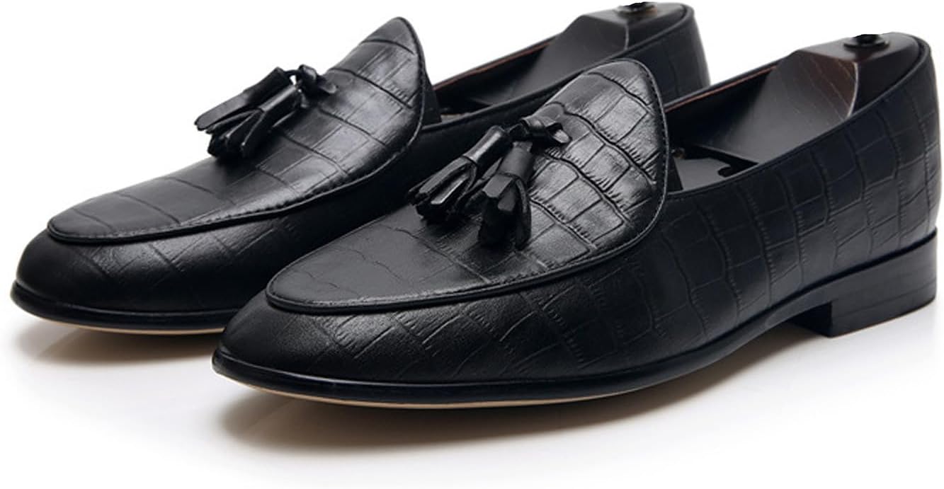 

Мужские лоферы с кисточками Santimon, без застежки, повседневные и элегантные, из натуральной кожи, пенни-лоферы, для выпускного, свадьбы, официальных мероприятий, деловые туфли и смокинговые мокасины для мужчин, черный