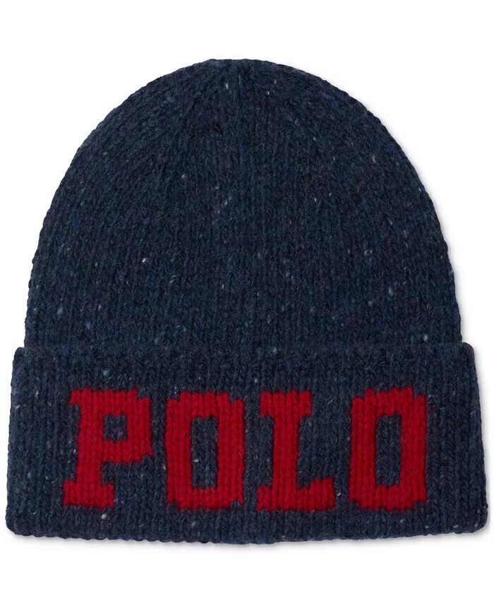 

Мужская вязаная твидовая шапка-поло Polo Ralph Lauren, синий