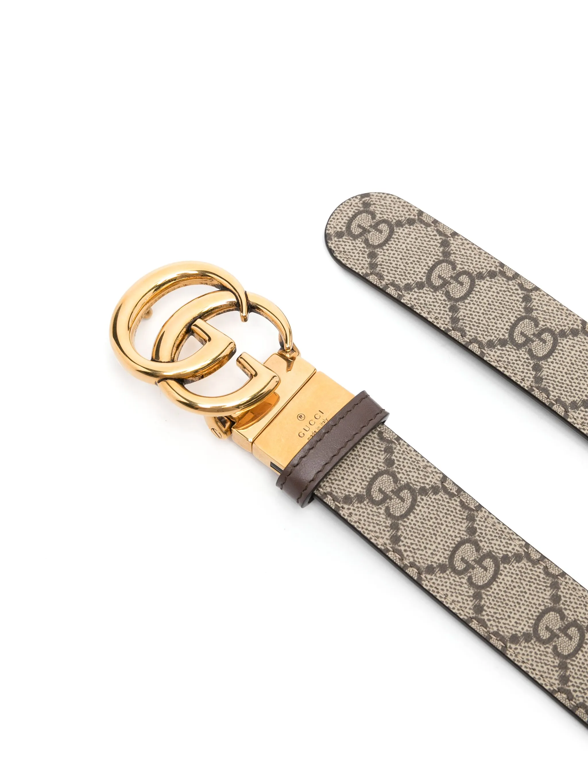 Двусторонний ремень с узором GG Supreme Gucci, коричневый/кремовый — фото 2