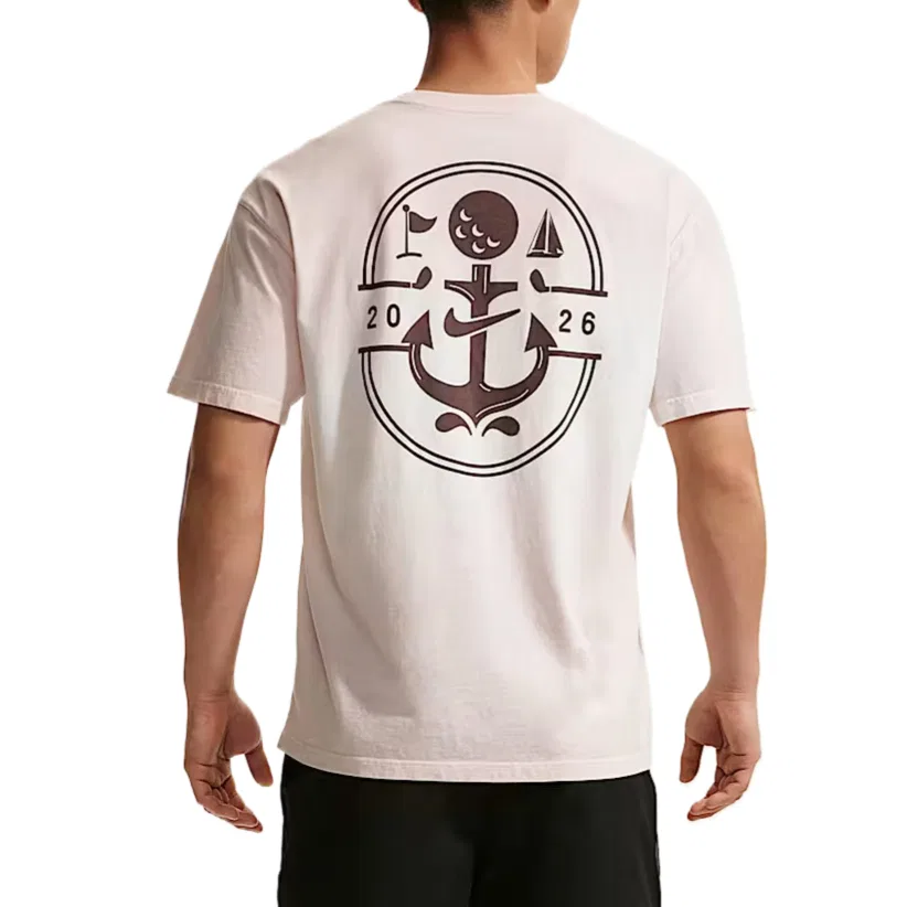 Гольф-одежда мужская Sail White/Pearl Powder, свитер с круглым вырезом, умеренная посадка Nike — фото 3