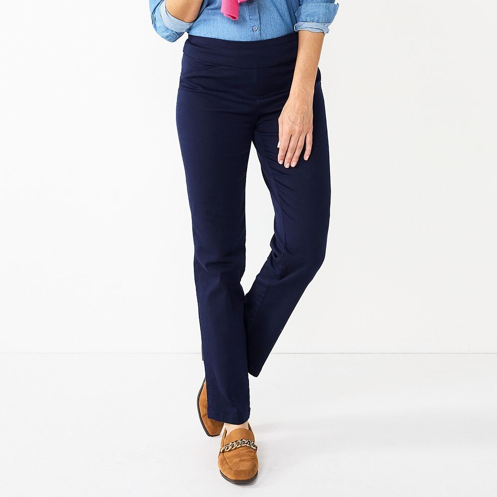 

Женские эластичные прямые брюки без застежки Croft & Barrow Effortless, цвет Genuine Navy