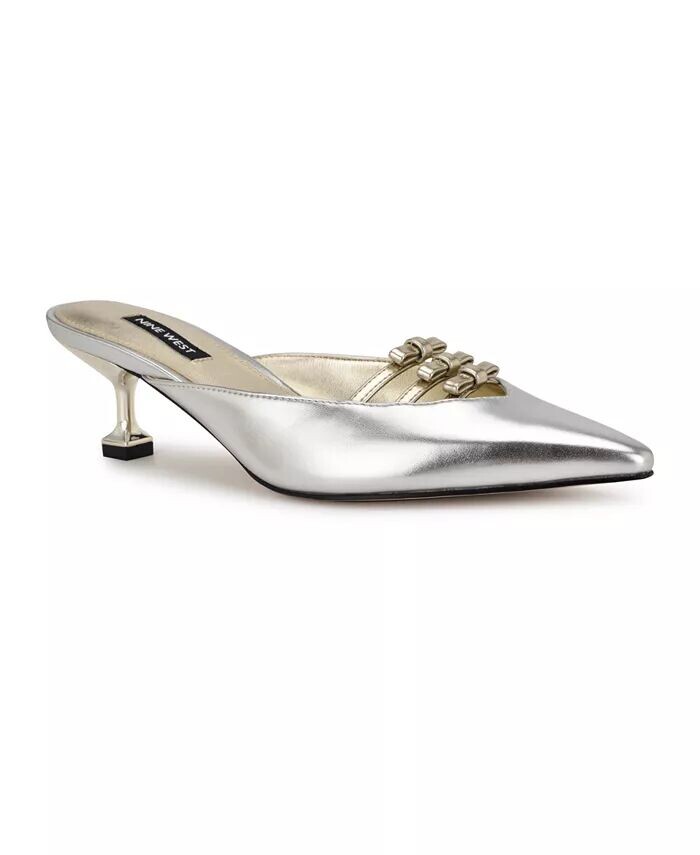 

Женские туфли-мюли с острым носком Weeka без шнуровки Nine West, серебро