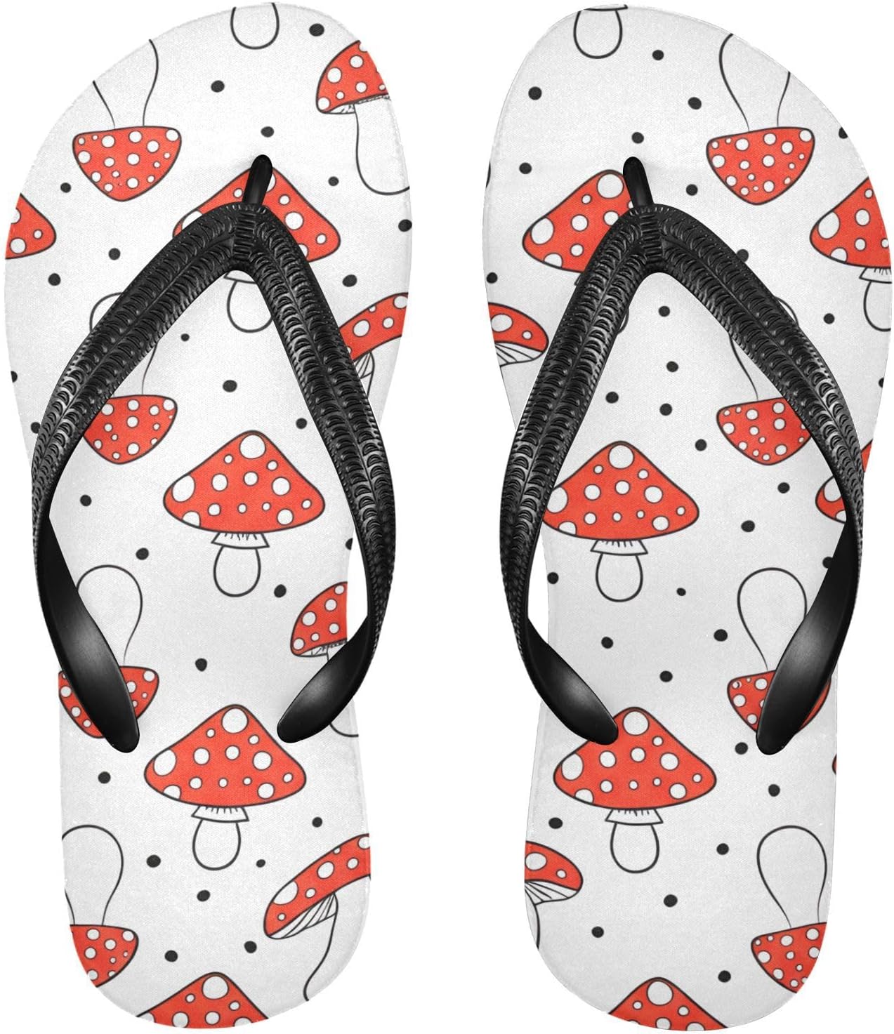

Вьетнамки белые в горошек с рисунком грибов, пляжные шлепанцы для душа, резиновые нескользящие летние тапочки для ходьбы для женщин и мужчин Sinestour