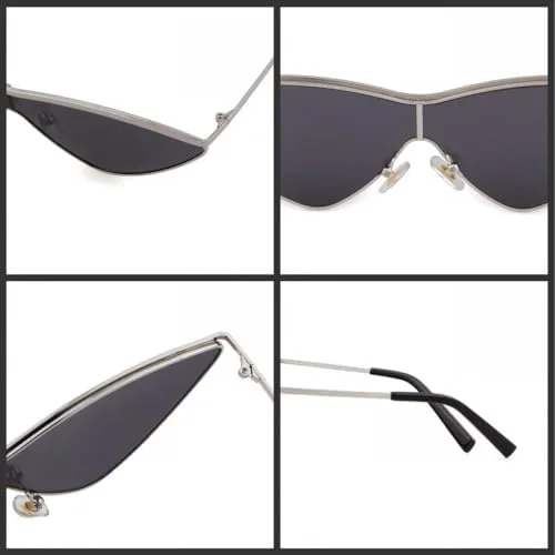 

Винтажные маленькие треугольные солнцезащитные очки в ретро-стиле с металлической оправой, цельные, для женщин, черные, с защитой от УФ-излучения UV400 MTZJH, C7