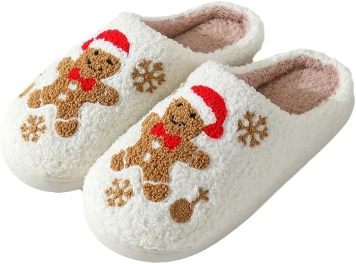 

Рождественские тапочки, Хэллоуинские тапочки, милые осенние меховые туфли, подарки для женщин и мужчин, теплые домашние тапочки для вечеринок Generic, белый