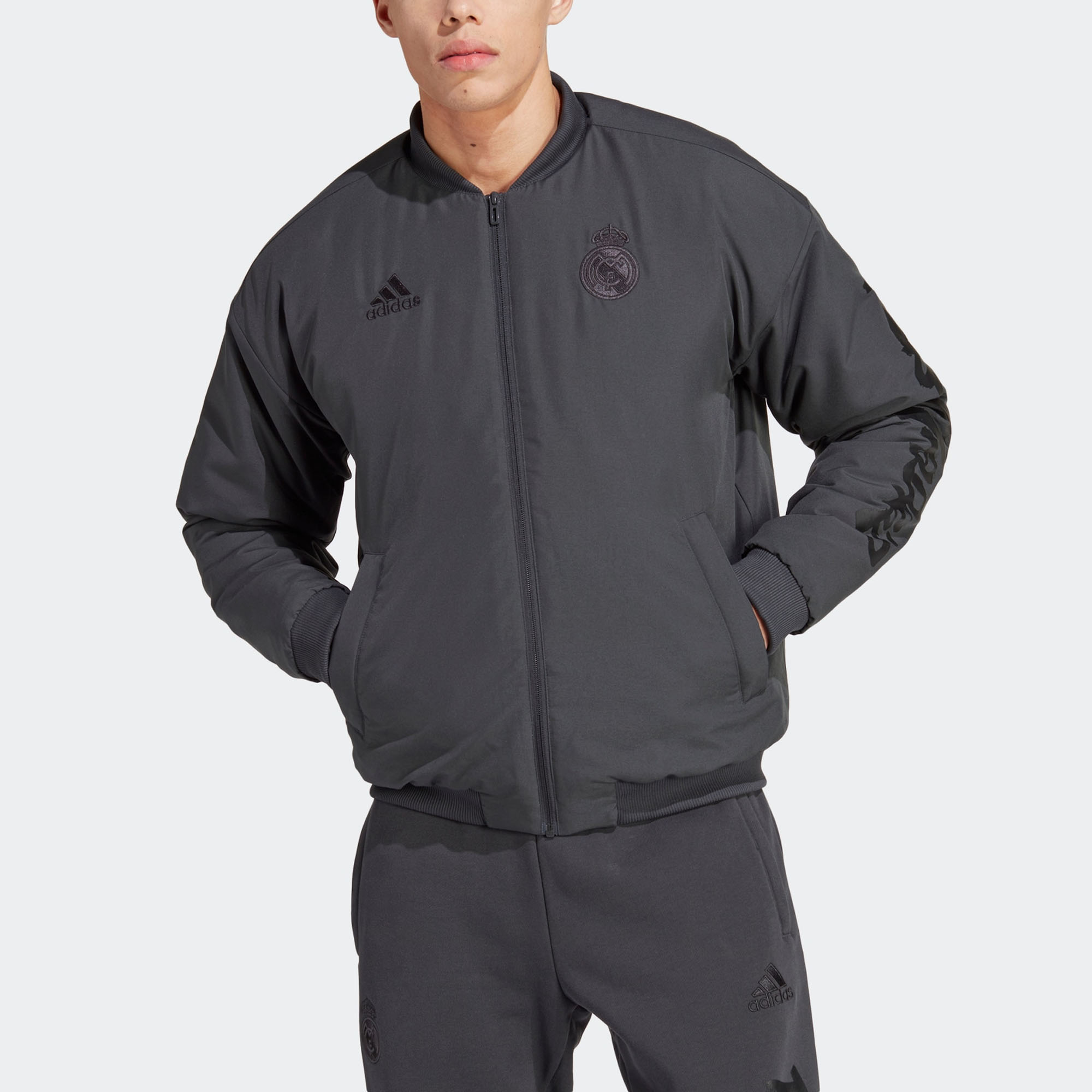 Adidas Куртка Реал Мадрид мужская угольно-черная, Carbon Black — фото 4