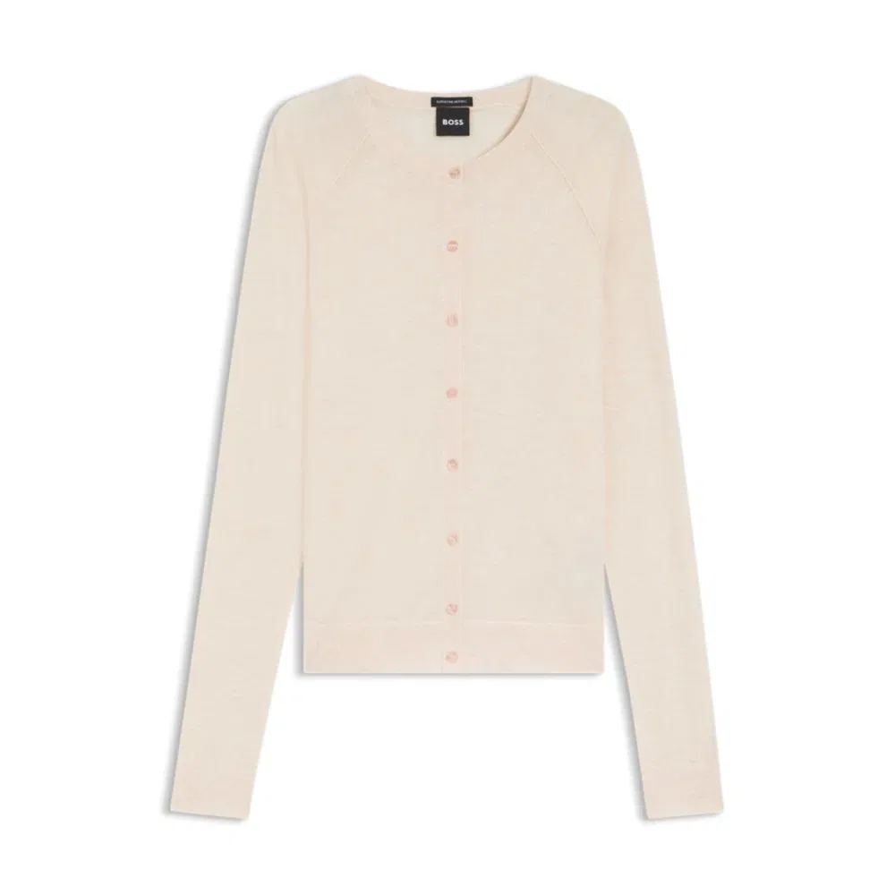 Кардиган из тонкой мериносовой шерсти BOSS, White