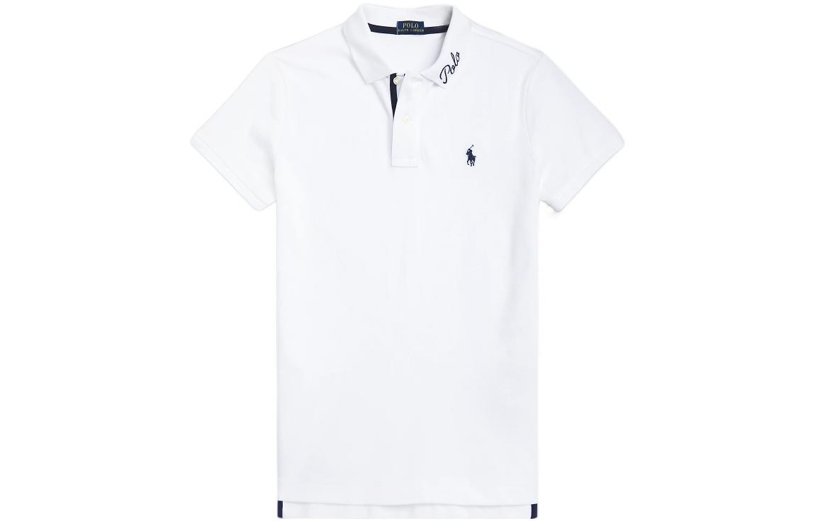 Polo Ralph Lauren Женская белая рубашка-поло с воротником-стойкой, умеренно прямой крой — фото 3