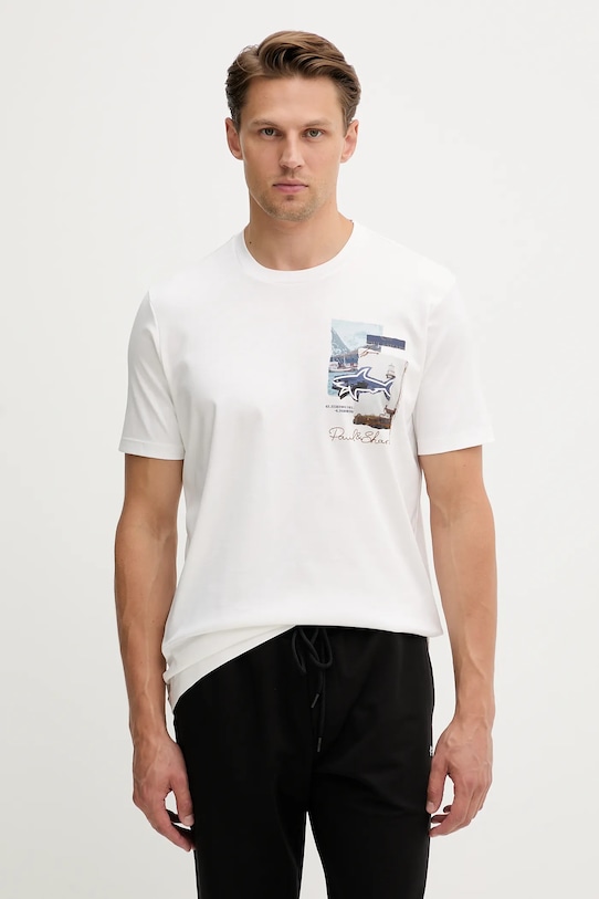 

Хлопковая футболка Knitwear Paul&Shark, бежевый