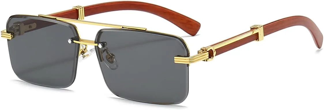 

Мужские солнцезащитные очки Gleyemor: модные прямоугольные солнцезащитные очки без оправы, квадратные солнцезащитные очки без оправы для мужчин, 02 Gold/Grey