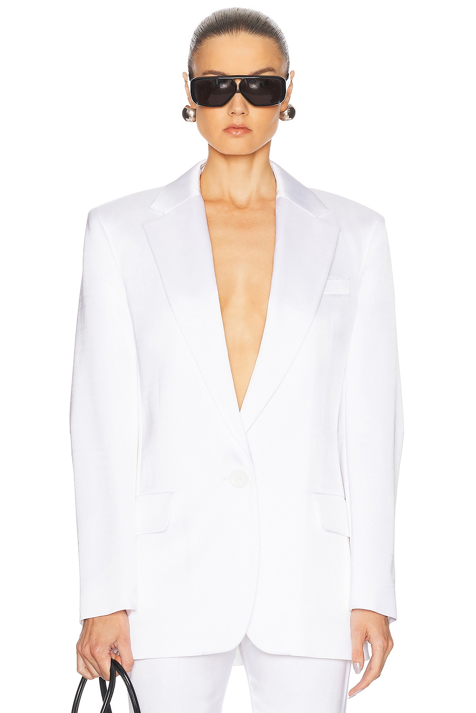 

Сатиновый блейзер для пошива Alexandre Vauthier, Optical White